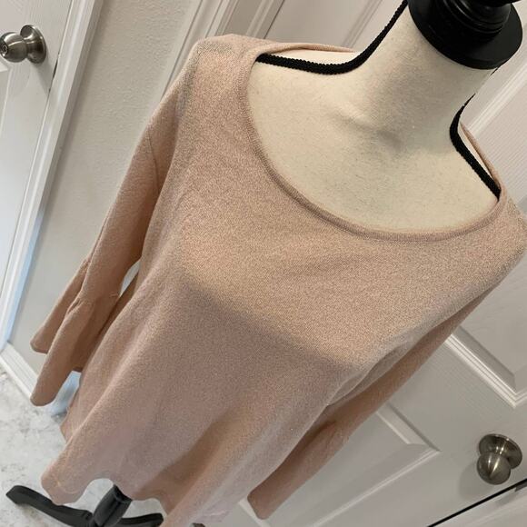 NWOT Calvin Klein Gold Metallic Bell Sleeved Sweater - XL - Picture 4 of 7